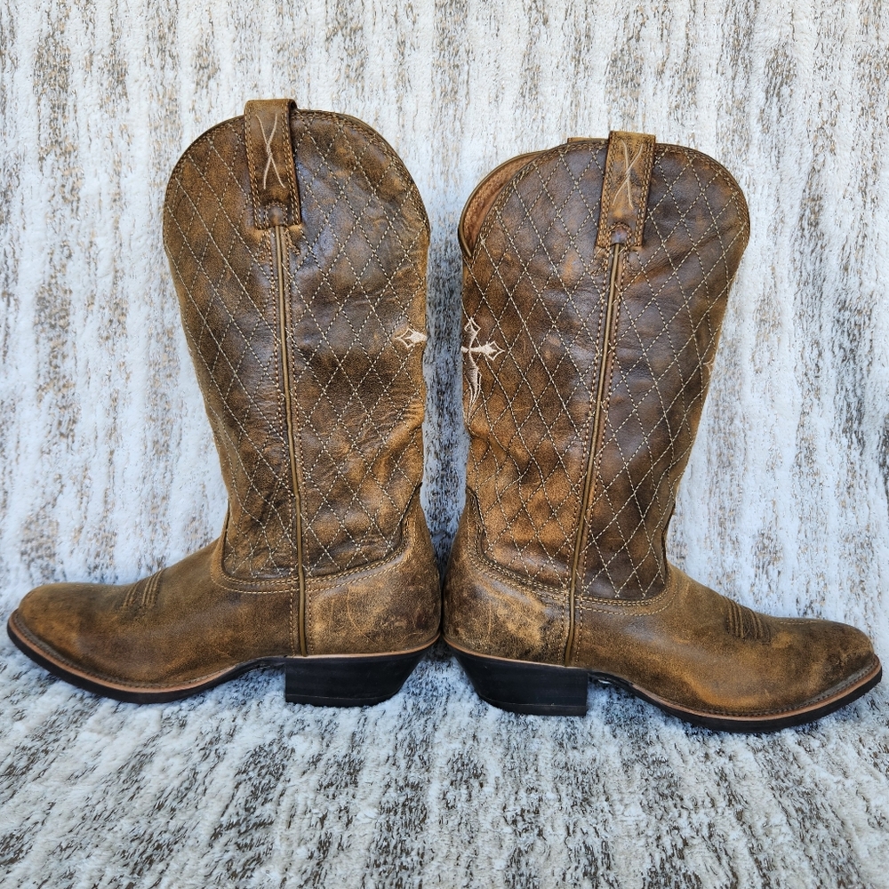 Twisted X "Bomber" Western Cowboy Boot Brown Leather Cross | Men's Size 7.5D - Picture 6 of 13